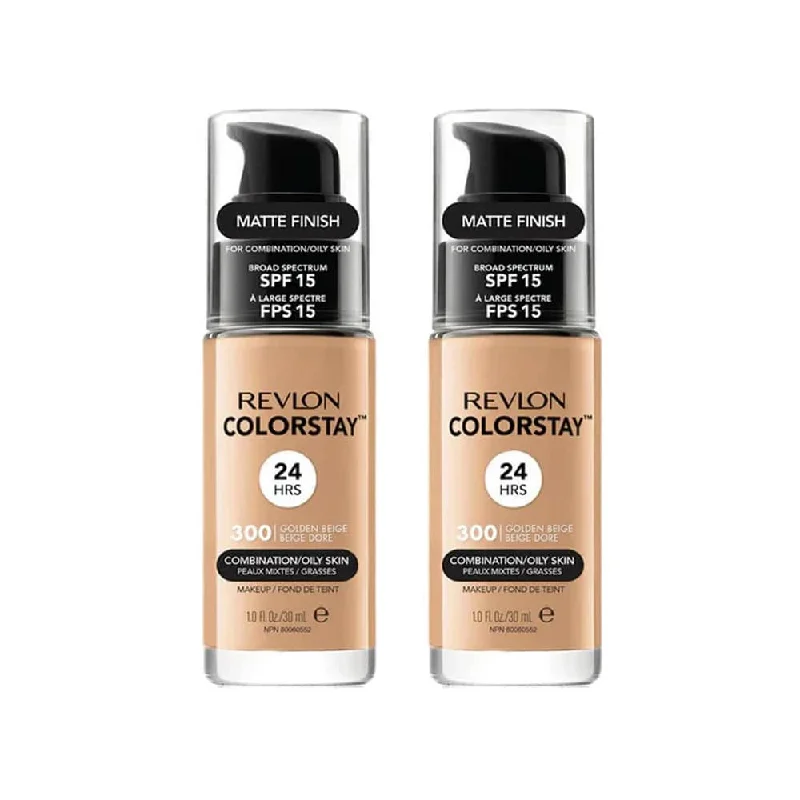 Liquid foundation with smudge-proof wear-2x Revlon ColorStay Combination/Oily Foundation SPF15 300 Golden Beige 30ml