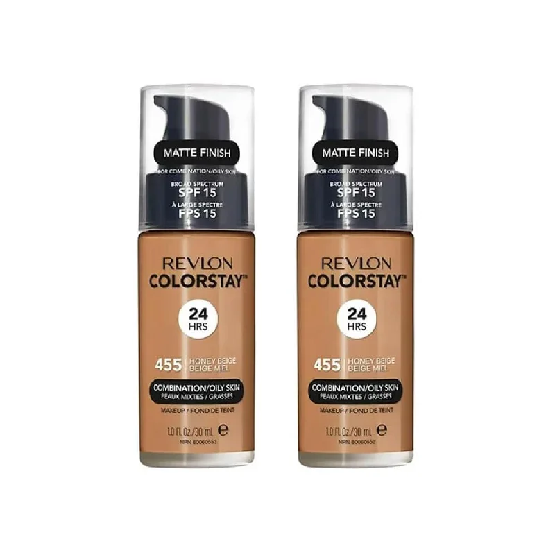 Liquid foundation with clean ingredients-2x Revlon ColorStay Combination/Oily Foundation SPF15 455 Honey Beige 30ml