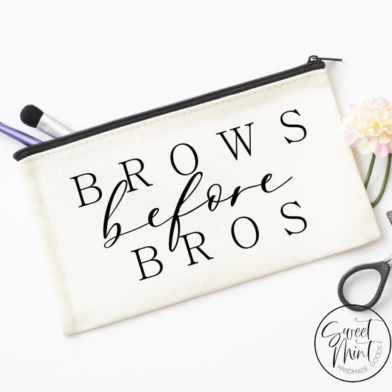 Cosmetic bag for travel slots-Brows Before Bros Makeup Bag