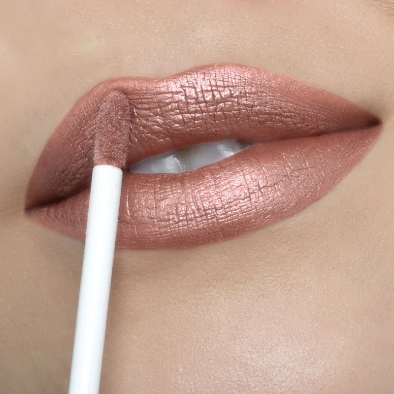 Affordable lipstick with creamy texture-Couture | A Frosted Pale Golden Nude Liquid Lipstick