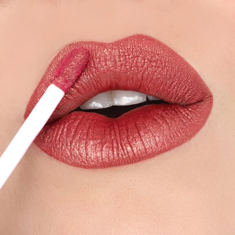 Best lipstick for peach tones-Day Rate  | A Soft Earthy Red With Gold Shimmer Liquid Lipstick