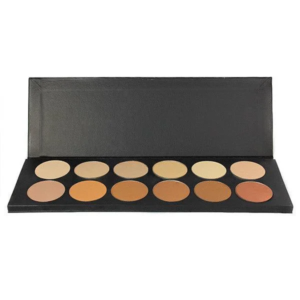 Liquid foundation for casual wear-Graftobian 12 Color Dual Finish Foundation Powder Palette