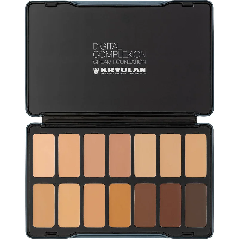 Liquid foundation for bridal looks-Kryolan 14 Color Digital Complexion Cream Foundation Palette