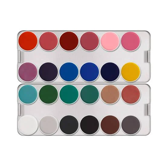 Eye shadow with vivid color-Kryolan Aquacolor Palette 24 Colors