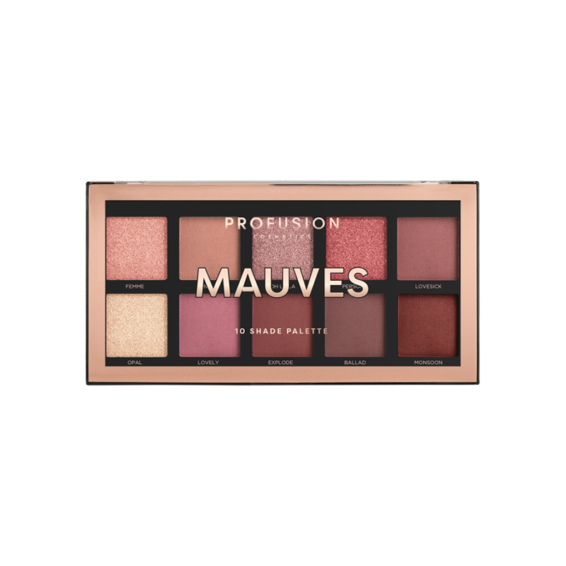 Eye shadow with velvety shade design-Mauves 10 shade palette