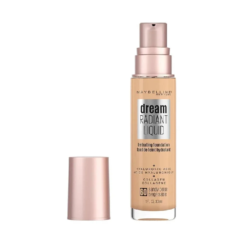 Liquid foundation with lightweight texture-Maybelline Dream Radiant Liquid Hydrating Foundation 60 Sandy Beige 30ml