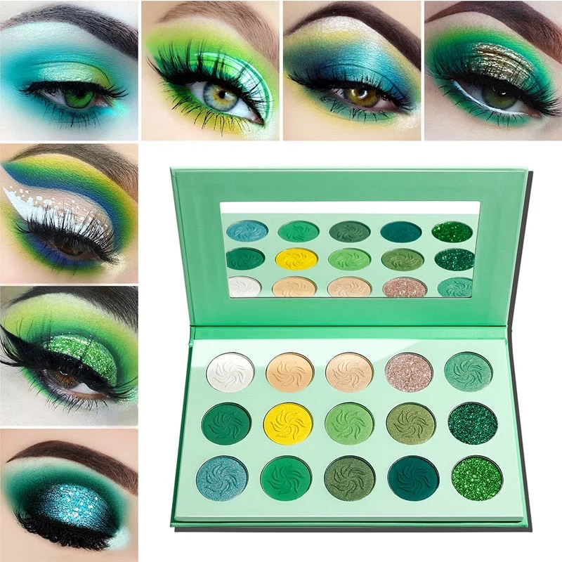 Eye shadow for bold hue palette-Paradise Green Diamond Palette