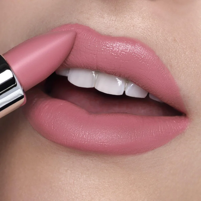 Affordable lipstick with glossy texture-Patricia | A Cool Toned Pale Rose Matte Lipstick