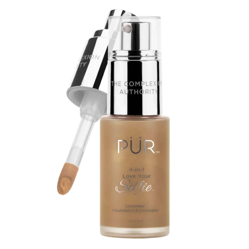 Concealer for daily wear effect-PÜR 4-in-1 Love Your Selfie Longwear Foundation & Concealer Deep/Dark Shades