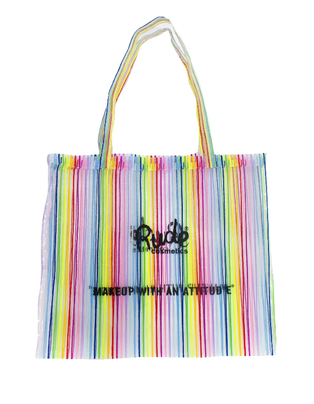 Cosmetic bag for travel organizer-Rude Rainbow Shopping Bag - Large