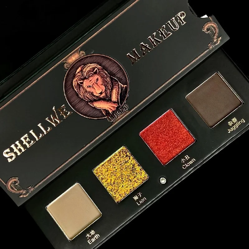 Eye shadow lightweight dewy design-Shellwe Satin Shimmer Chameleon Quad Eyeshadow Palette - Lion's Palette: Circus Edition