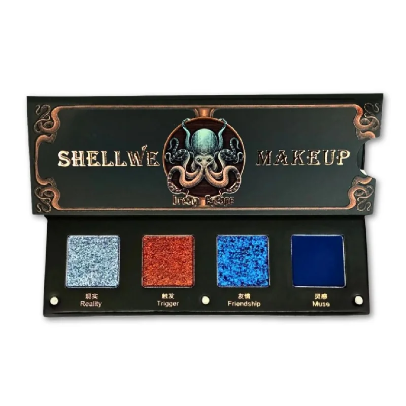 Eye shadow for striking glamour-Shellwe Makeup Octopus Escape Dream Matte-Satin Shimmer Chameleon Quad Eyeshadow Palette