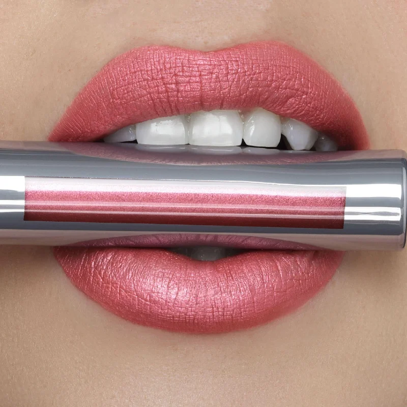 Hydrating lipstick with durability-Starlet | A Coral Pink With Gold And Silver Shimmer Liquid Lipstick