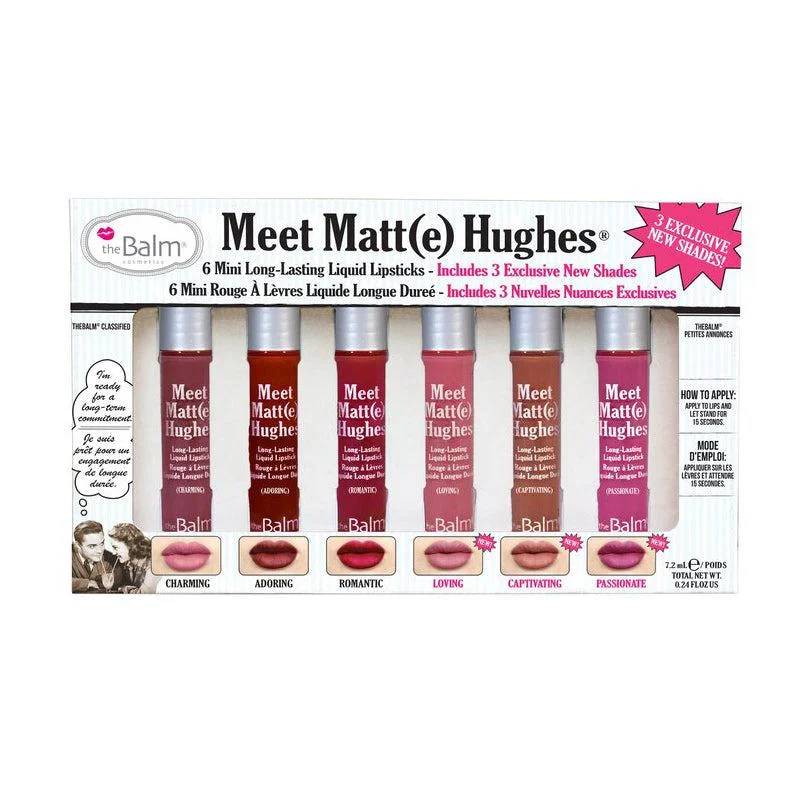 How to apply lipstick for thin lips-The Balm Cosmetics Meet Matte Hughes 6 Mini Long Lasting Liquid Lipsticks Vol. 3