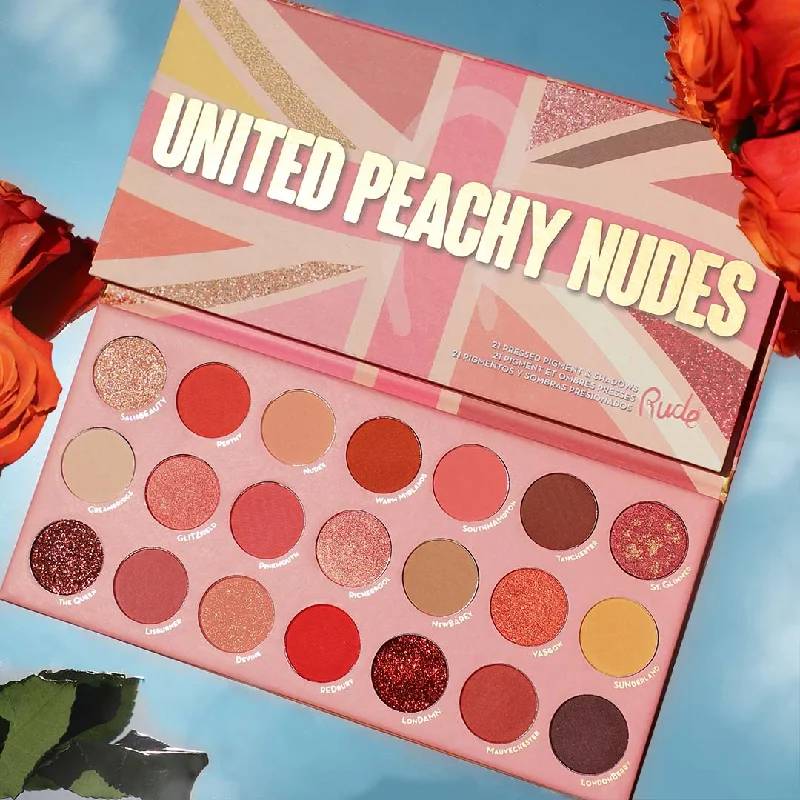 Eye shadow with plush blend-United Peachy Nudes - 21 Pressed Pigment & Shadows Palette