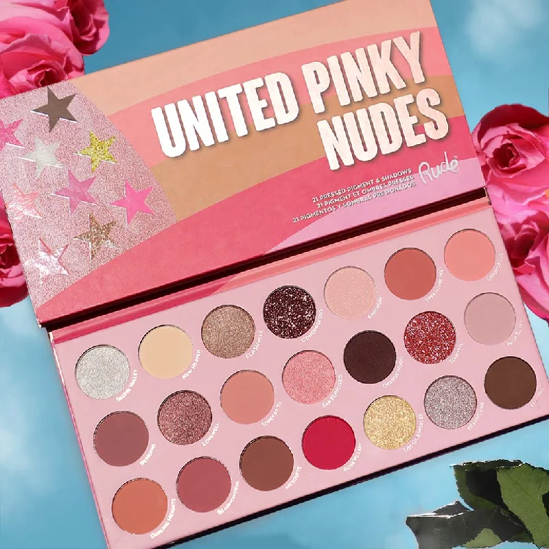 Eye shadow for natural glamour-United Pinky Nudes - 21 Pressed Pigment & Shadows Palette