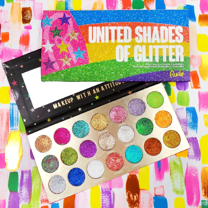 Eye shadow for evening beauty-United Shades of Glitter -  21 Pressed Glitter Eyeshadow Palette