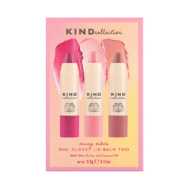 How to apply lipstick for pros-Vacay Vibes Mini Glossy Lip Balm Trio