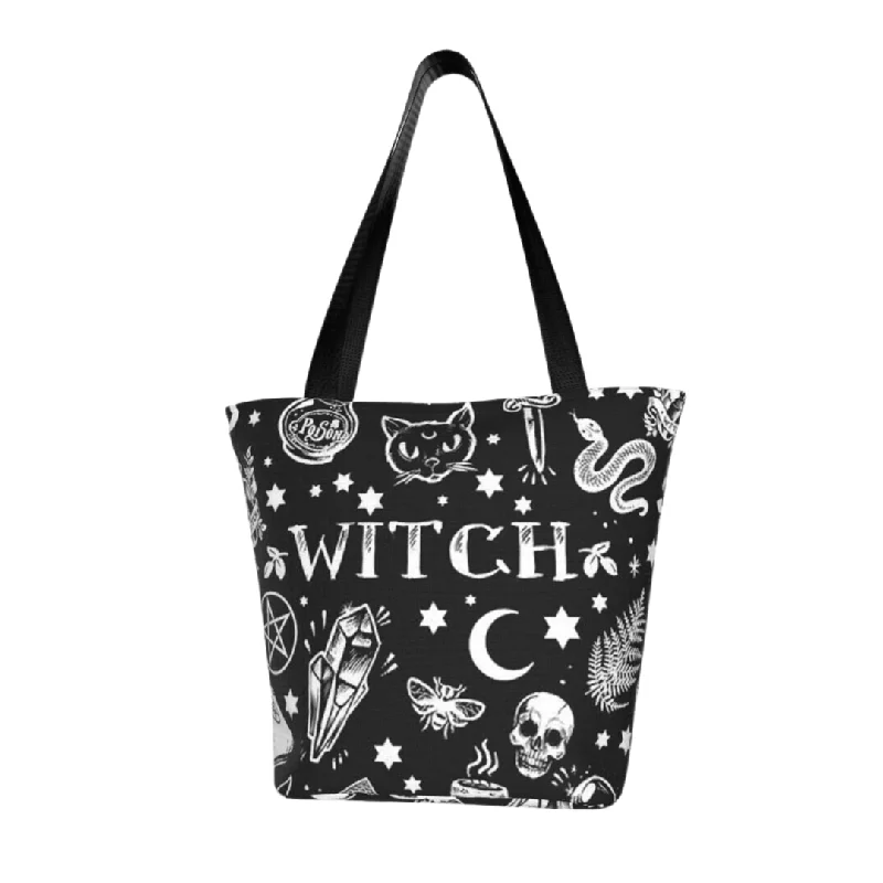 Cosmetic bag eco leather-Witch Zipper Tote Bag