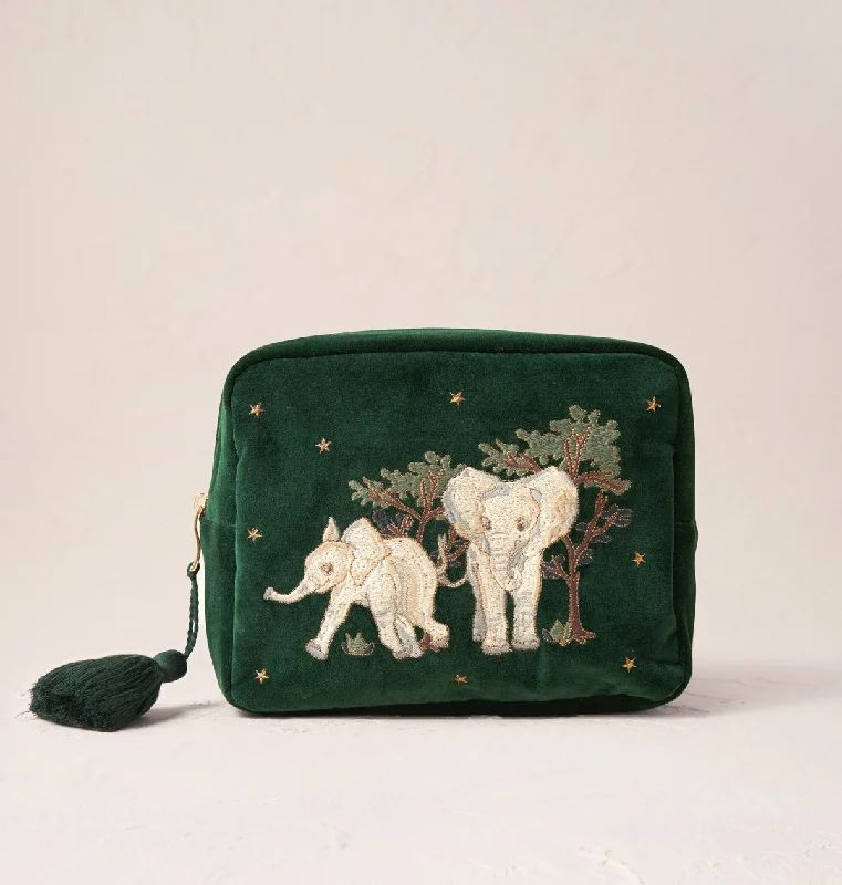 Cosmetic bag with inner leather-Baby Elephant Conservation Wash Bag