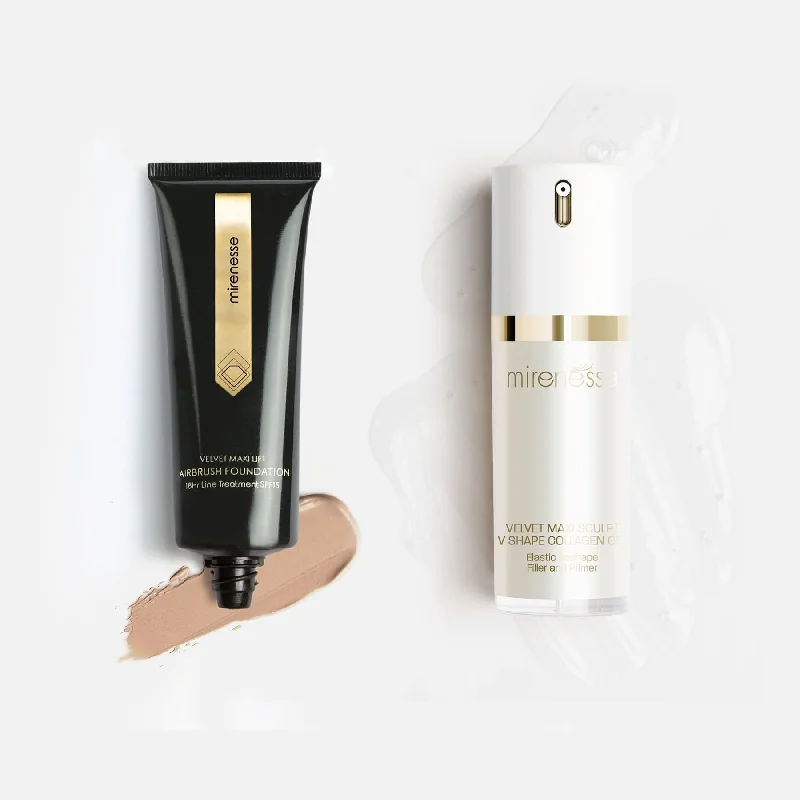 Liquid foundation for evening events-Best Selling Velvet Maxi Lift Airbrush Foundation + Maxisculpt Collagen Primer  Filler