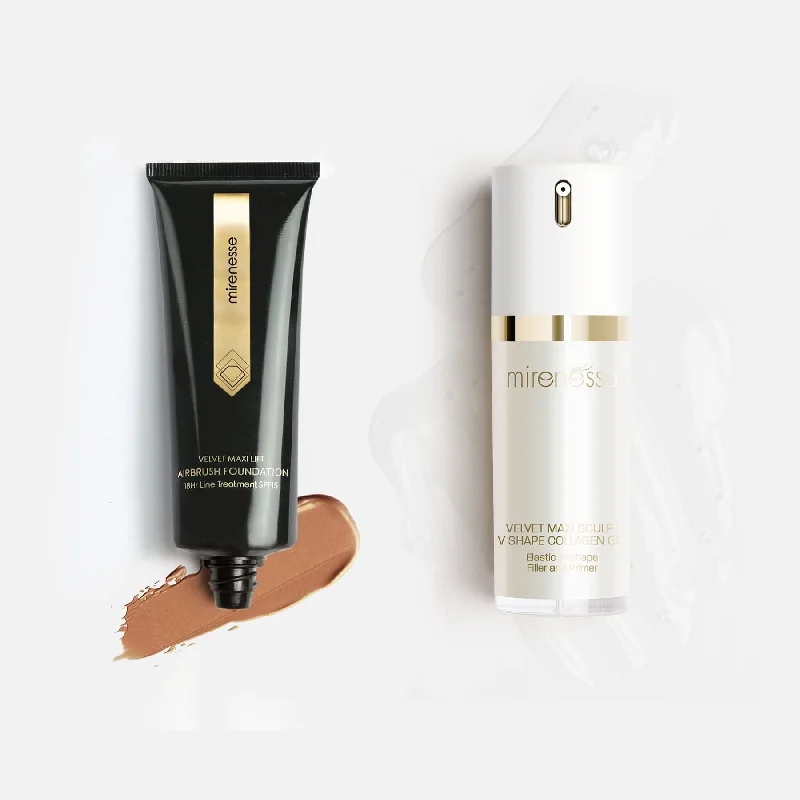 Liquid foundation for mature women-Best Selling Velvet Maxi Lift Airbrush Foundation + Maxisculpt Collagen Primer  Filler