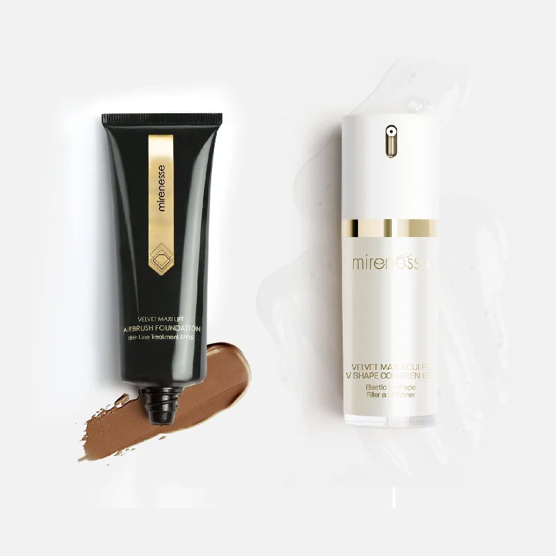 Liquid foundation for humid conditions-Best Selling Velvet Maxi Lift Airbrush Foundation + Maxisculpt Collagen Primer  Filler