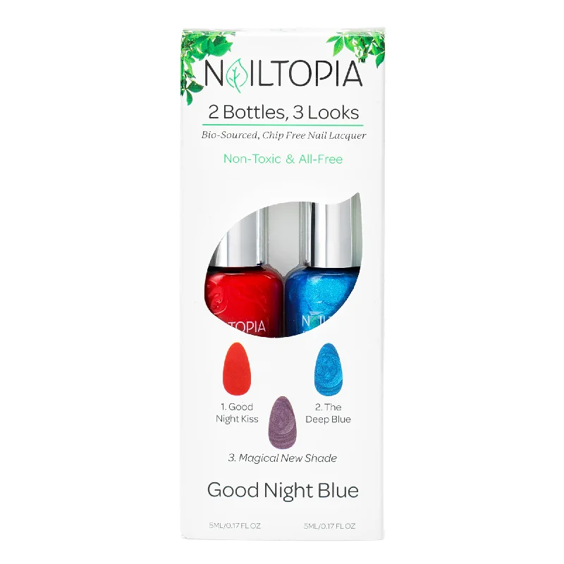 Nail Polish nail cream-Bio-Sourced Chip Free Nail Lacquer Kit - Good Night Blue by Nailtopia for Women - 2 Pc 0.17oz Good Ni