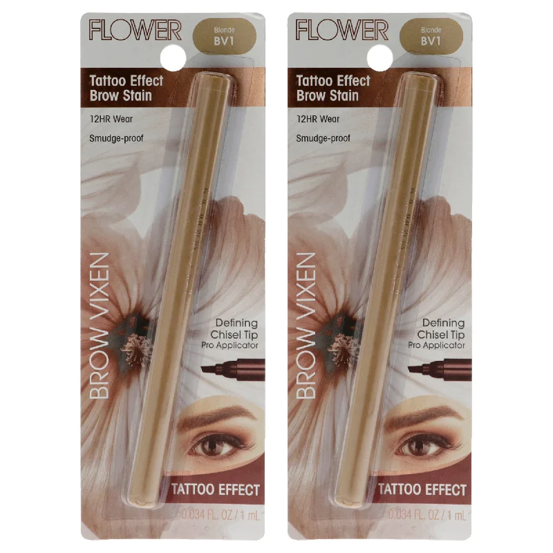 Eyebrow Pencil for snowy makeup-Brow Vixen Tattoo Effect Brow Stain - BV1 Blonde by Flower Beauty for Women - 0.034 oz Eyebrow - Pack of 2