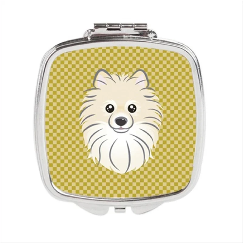 Mirror large size-Carolines Treasures BB1135SCM Tan Checkered Pomeranian Compact Mirror