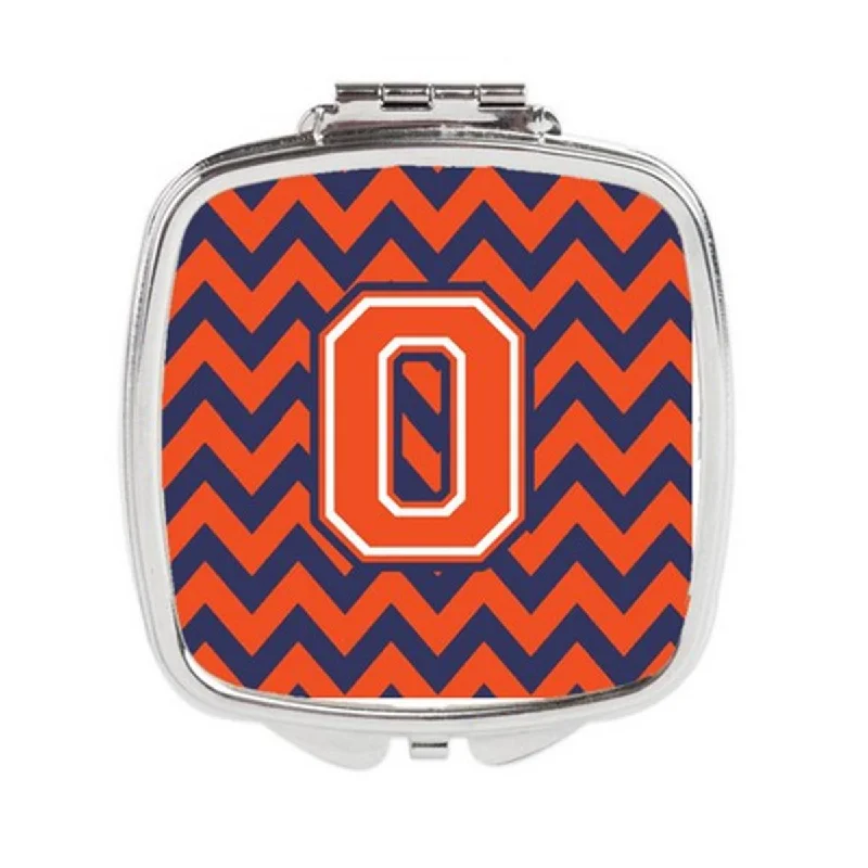 Mirror farmhouse-Carolines Treasures CJ1042-OSCM Letter O Chevron Orange & Blue Compact Mirror, 3 x 0.3 x 2.75 in.