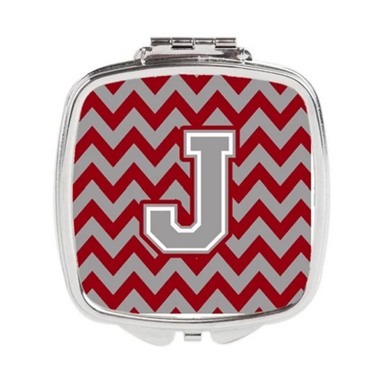 Mirror for canopy-Carolines Treasures CJ1043-JSCM Letter J Chevron Crimson & Grey Compact Mirror