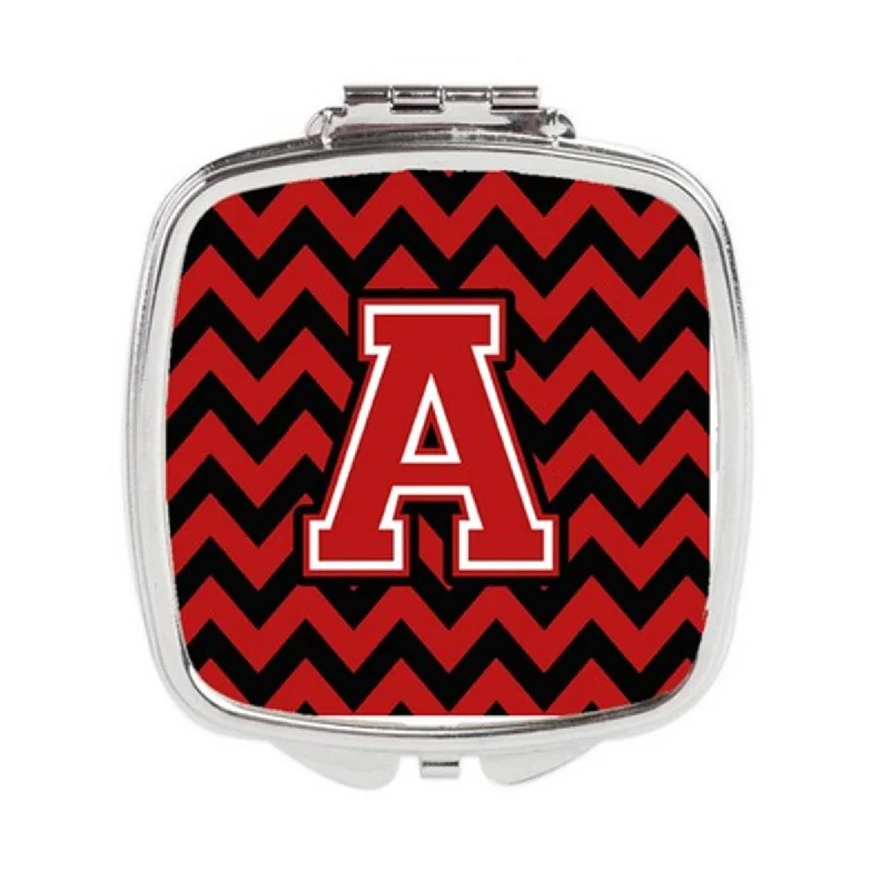 Mirror affordable-Carolines Treasures CJ1047-ASCM Letter A Chevron Black & Red Compact Mirror