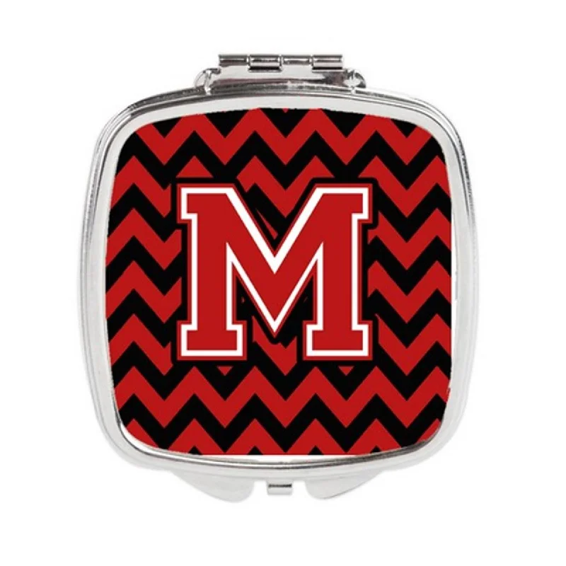 Mirror vintage-Carolines Treasures CJ1047-MSCM Letter M Chevron Black & Red Compact Mirror