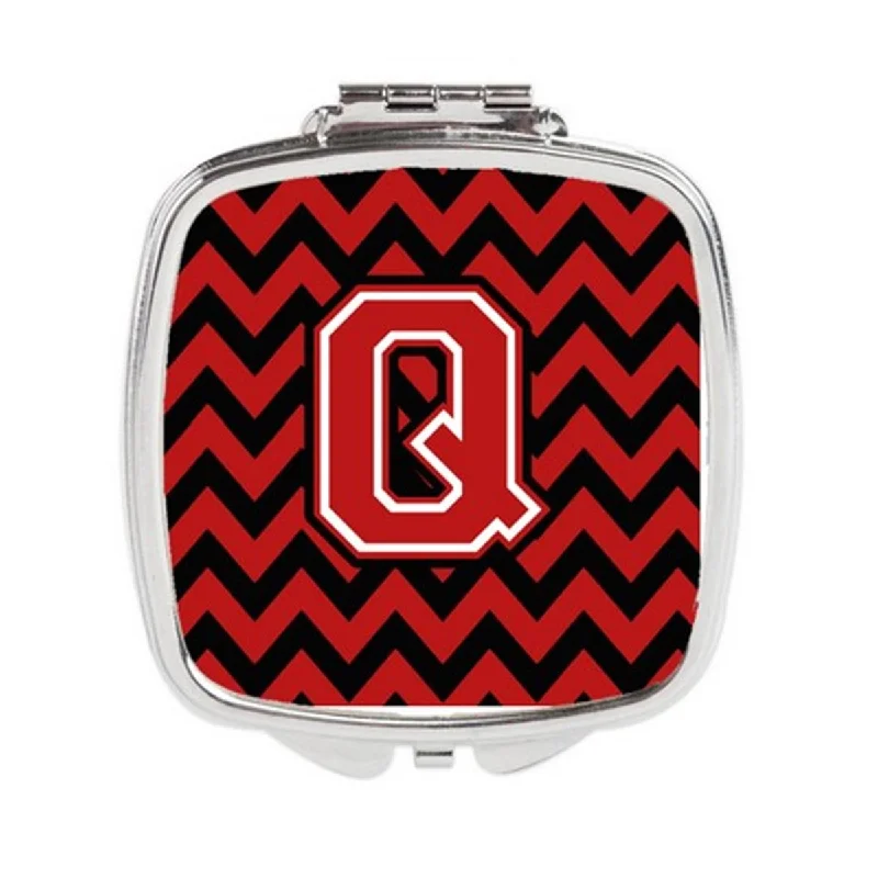 Mirror for dance studio-Carolines Treasures CJ1047-QSCM Letter Q Chevron Black & Red Compact Mirror