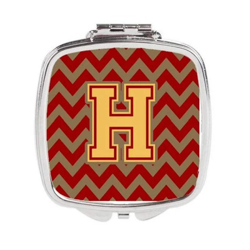 Mirror for console-Carolines Treasures CJ1048-HSCM Letter H Chevron Garnet & Gold Compact Mirror