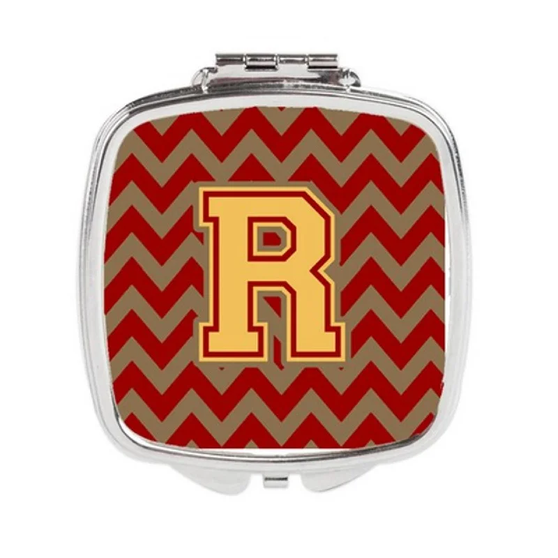 Mirror bohemian-Carolines Treasures CJ1048-RSCM Letter R Chevron Garnet & Gold Compact Mirror