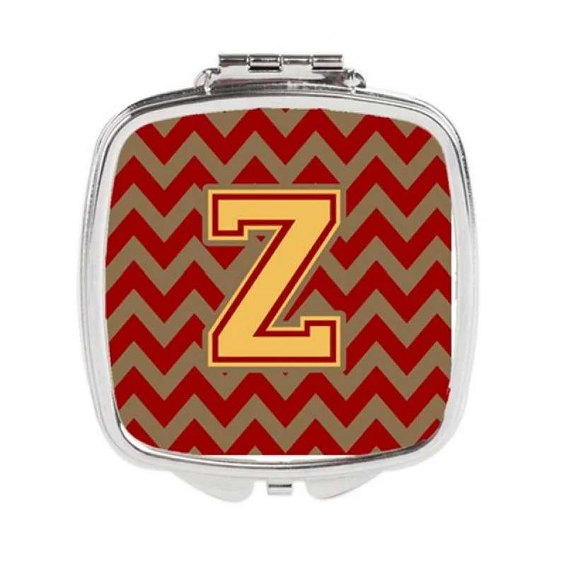 Mirror for dressing room-Carolines Treasures CJ1048-ZSCM Letter Z Chevron Garnet & Gold Compact Mirror