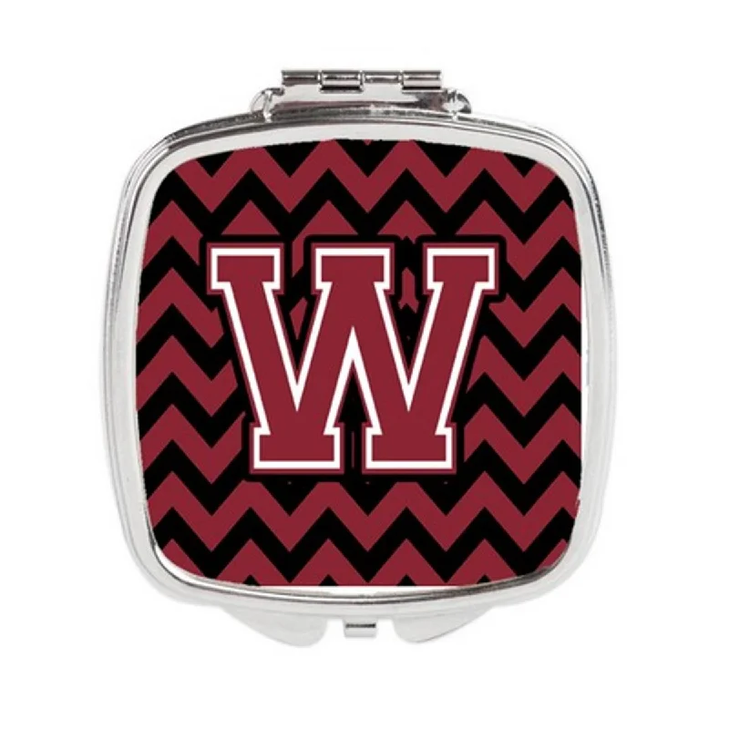 Mirror for table-Carolines Treasures CJ1052-WSCM Letter W Chevron Garnet & Black Compact Mirror