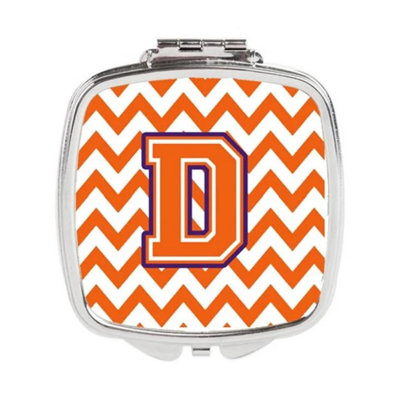 Mirror for commercial-Carolines Treasures CJ1062-DSCM Letter D Chevron Orange & Regalia Compact Mirror