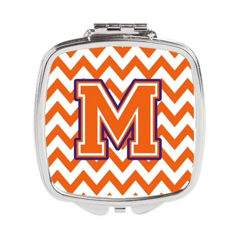 Mirror for mosaic-Carolines Treasures CJ1062-MSCM Letter M Chevron Orange & Regalia Compact Mirror