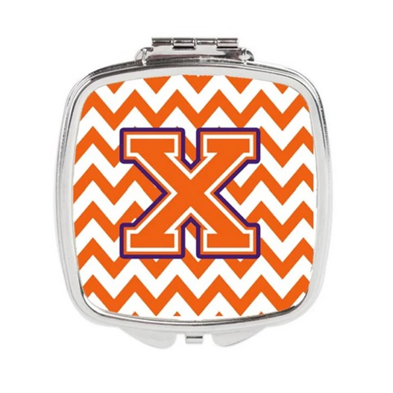 Mirror cheap-Carolines Treasures CJ1062-XSCM Letter X Chevron Orange & Regalia Compact Mirror