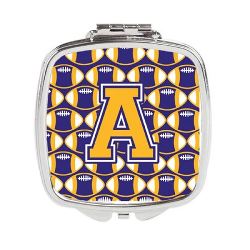 Mirror contemporary-Carolines Treasures CJ1064-ASCM Letter A Football Purple & Gold Compact Mirror