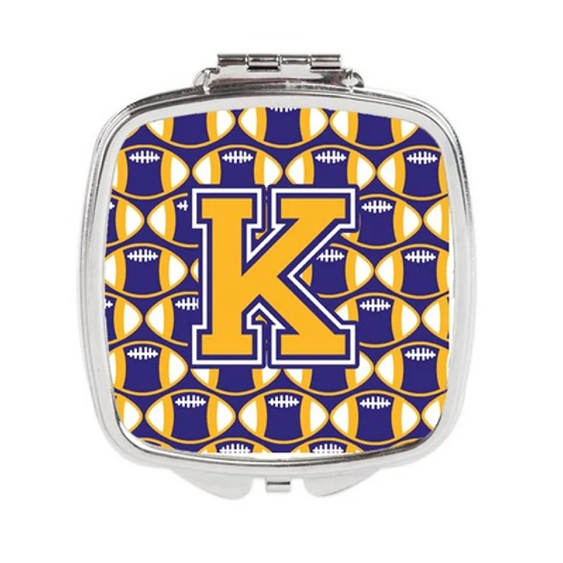 Mirror victorian-Carolines Treasures CJ1064-KSCM Letter K Football Purple & Gold Compact Mirror