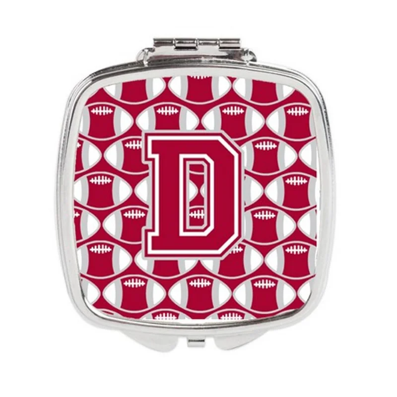 Mirror baroque-Carolines Treasures CJ1065-DSCM Letter D Football Crimson, Grey & White Compact Mirror