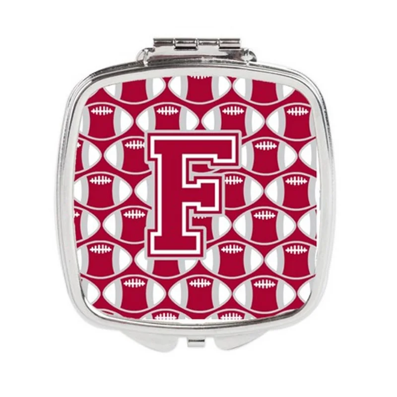 Mirror for glider-Carolines Treasures CJ1065-FSCM Letter F Football Crimson, Grey & White Compact Mirror