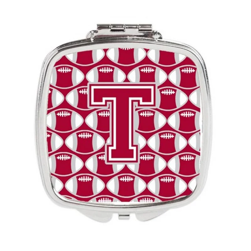 Mirror for swing-Carolines Treasures CJ1065-TSCM Letter T Football Crimson, Grey & White Compact Mirror