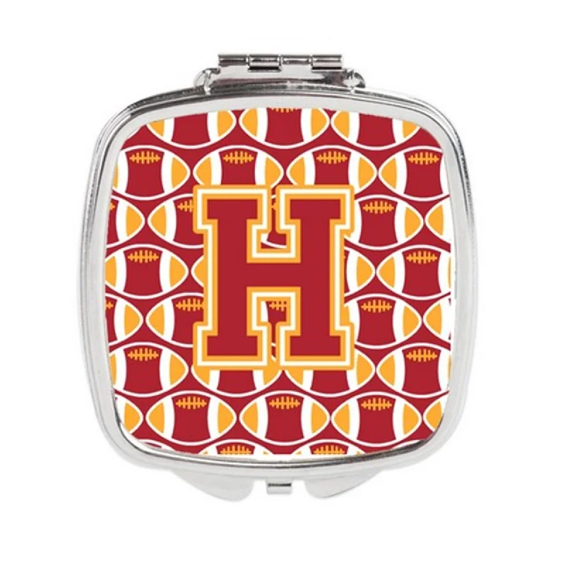 Mirror for DIY-Carolines Treasures CJ1070-HSCM Letter H Football Cardinal & Gold Compact Mirror