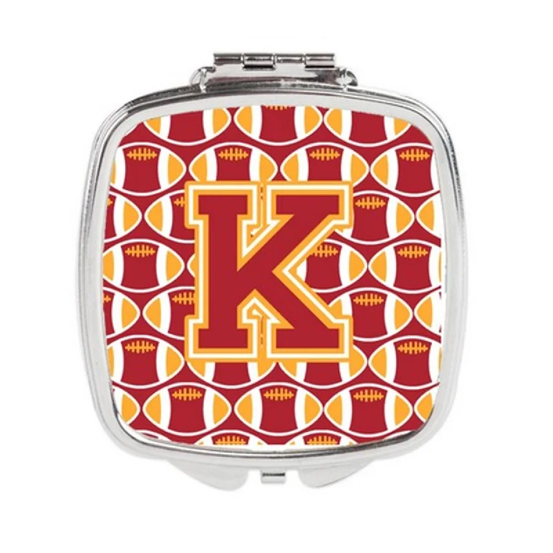 Mirror for pocket-Carolines Treasures CJ1070-KSCM Letter K Football Cardinal & Gold Compact Mirror