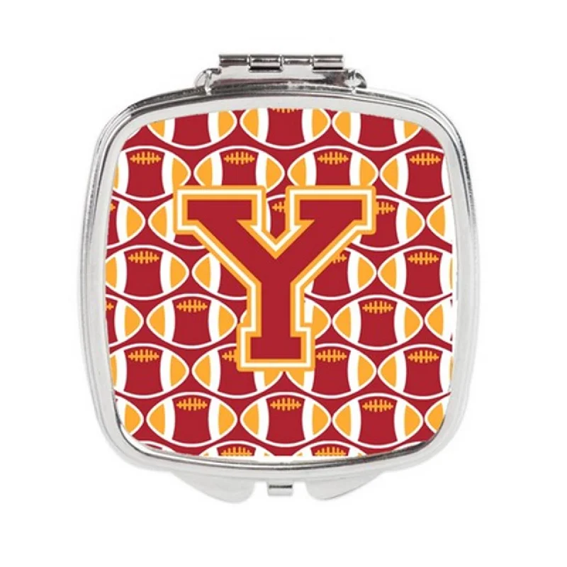 Mirror for safety-Carolines Treasures CJ1070-YSCM Letter Y Football Cardinal & Gold Compact Mirror